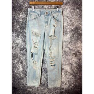 Sincerely Jules Jeans womens 1 / 25 Blue Deconstructed Straight High Rise Retro
